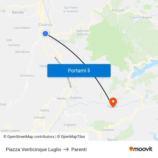 Piazza Venticinque Luglio to Parenti map