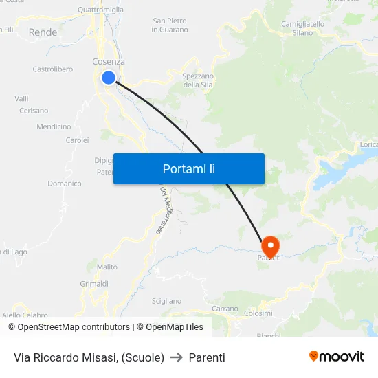 Via Riccardo Misasi, (Scuole) to Parenti map
