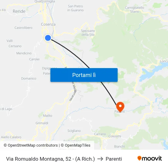 Via Romualdo Montagna, 52 - (A Rich.) to Parenti map