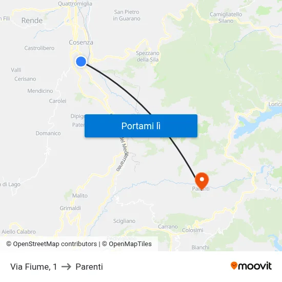 Via Fiume, 1 to Parenti map
