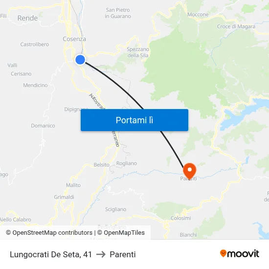 Lungocrati De Seta, 41 to Parenti map