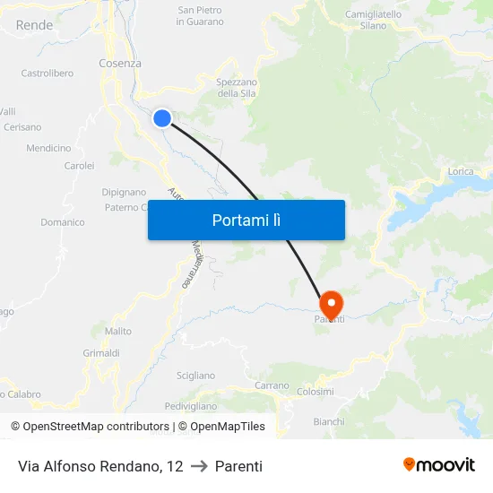 Via Alfonso Rendano, 12 to Parenti map