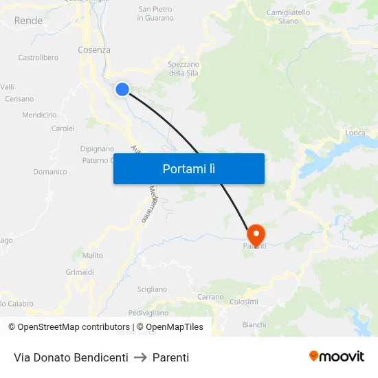 Via Donato Bendicenti to Parenti map