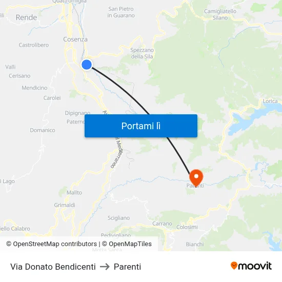 Via Donato Bendicenti to Parenti map