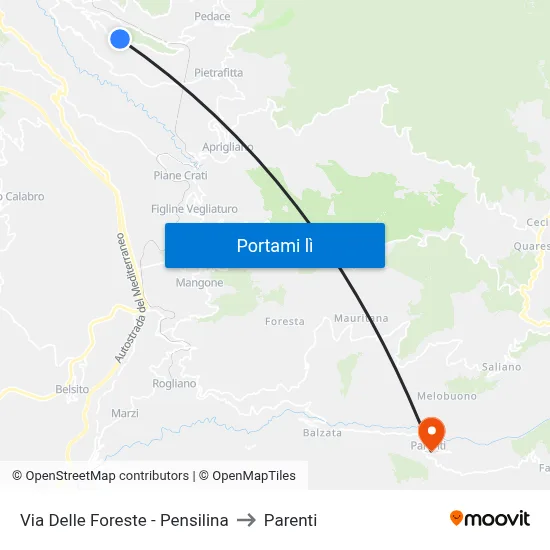 Via Delle Foreste - Pensilina to Parenti map