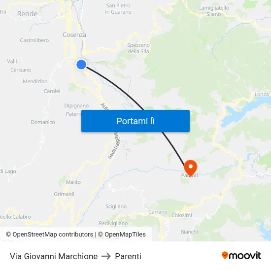 Via Giovanni Marchione to Parenti map