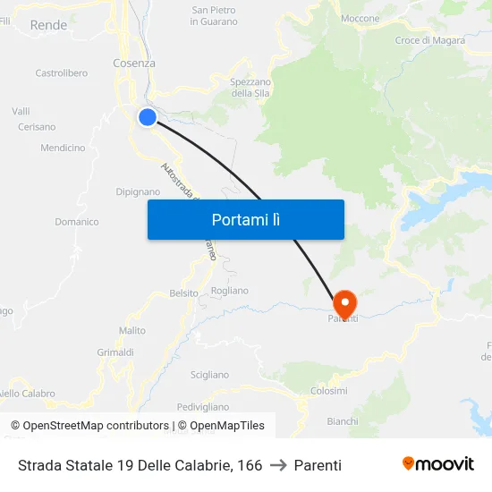 Strada Statale 19 Delle Calabrie, 166 to Parenti map