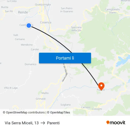 Via Serra Miceli, 13 to Parenti map