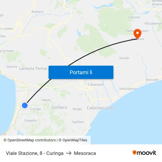 Viale Stazione, 8 - Curinga to Mesoraca map