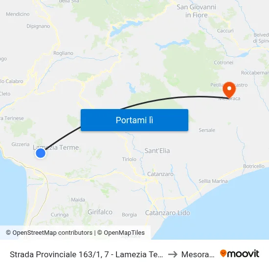 Strada Provinciale 163/1, 7 - Lamezia Terme to Mesoraca map