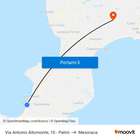 Via Antonio Altomonte, 10 - Palmi to Mesoraca map
