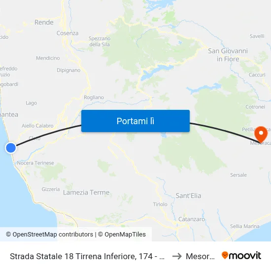 Strada Statale 18 Tirrena Inferiore, 174 - Amantea to Mesoraca map