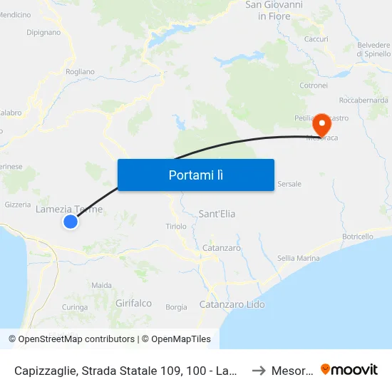 Capizzaglie, Strada Statale 109, 100 - Lamezia Terme to Mesoraca map
