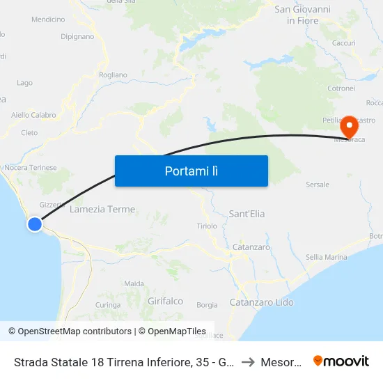 Strada Statale 18 Tirrena Inferiore, 35 - Gizzeria to Mesoraca map