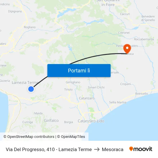 Via Del Progresso, 410 - Lamezia Terme to Mesoraca map