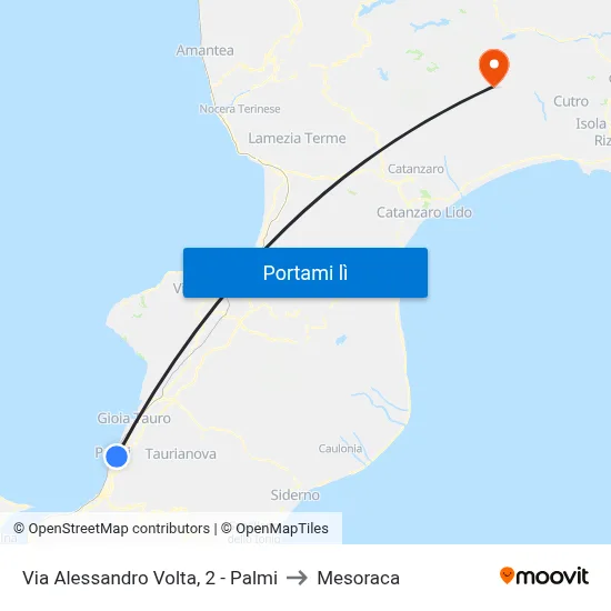 Via Alessandro Volta, 2 - Palmi to Mesoraca map