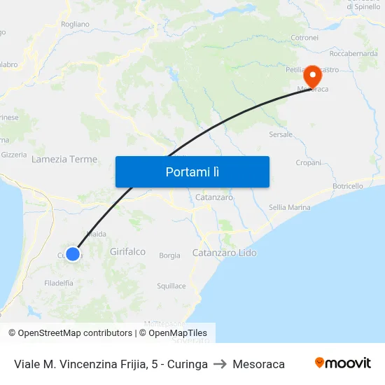 Viale M. Vincenzina Frijia, 5 - Curinga to Mesoraca map