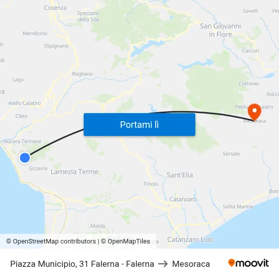 Piazza Municipio, 31 Falerna - Falerna to Mesoraca map