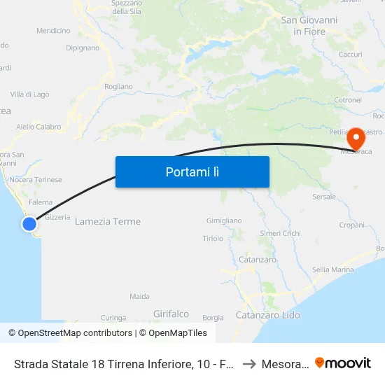 Strada Statale 18 Tirrena Inferiore, 10 - Falerna to Mesoraca map