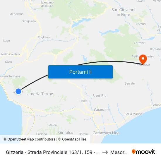 Gizzeria - Strada Provinciale 163/1, 159 - Gizzeria to Mesoraca map