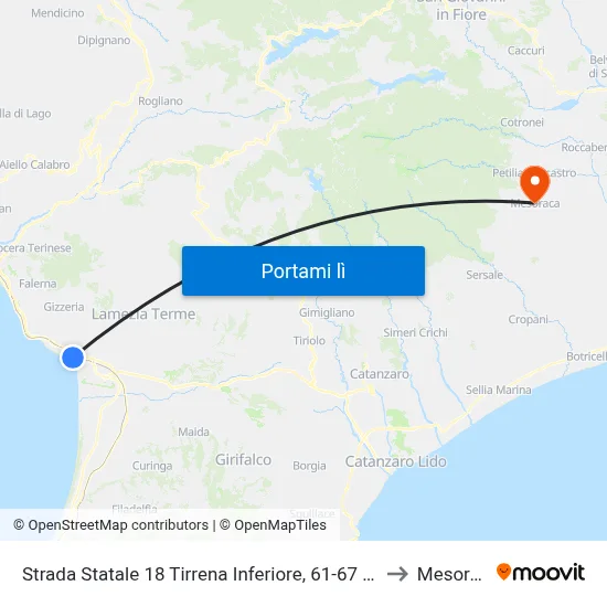 Strada Statale 18 Tirrena Inferiore, 61-67 - Gizzeria to Mesoraca map