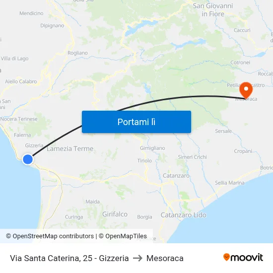 Via Santa Caterina, 25 - Gizzeria to Mesoraca map