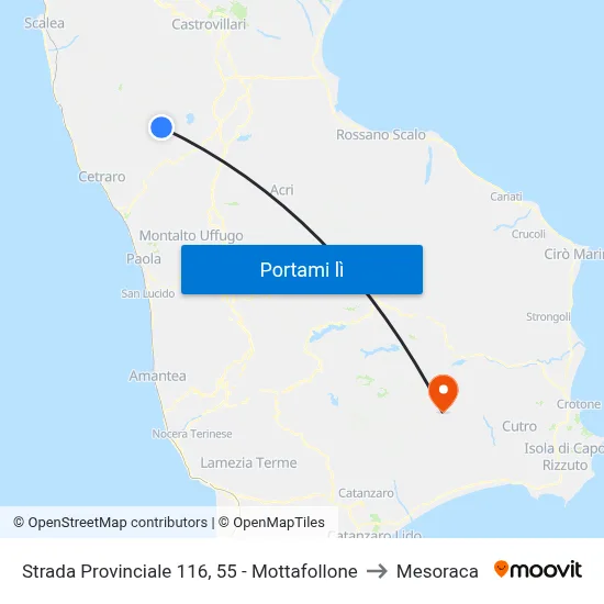 Strada Provinciale 116, 55 - Mottafollone to Mesoraca map