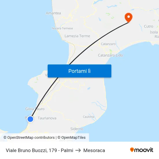 Viale Bruno Buozzi, 179 - Palmi to Mesoraca map