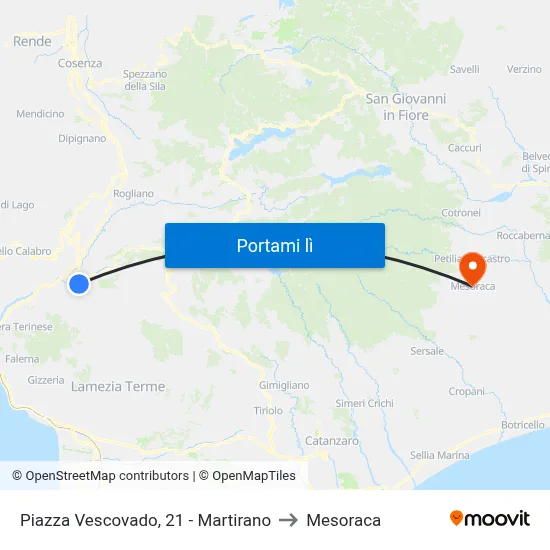 Piazza Vescovado, 21 - Martirano to Mesoraca map