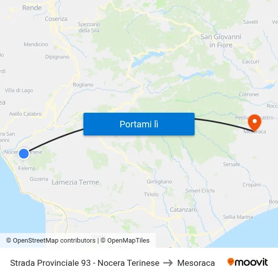 Strada Provinciale 93 - Nocera Terinese to Mesoraca map