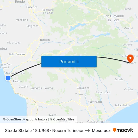 Strada Statale 18d, 968 - Nocera Terinese to Mesoraca map