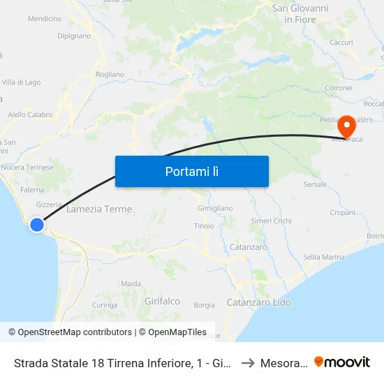 Strada Statale 18 Tirrena Inferiore, 1 - Gizzeria to Mesoraca map