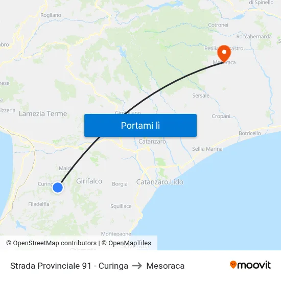 Strada Provinciale 91 - Curinga to Mesoraca map