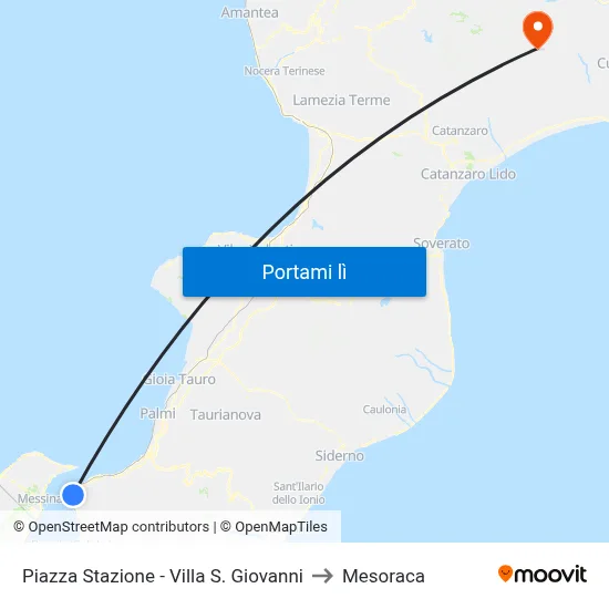 Piazza Stazione - Villa S. Giovanni to Mesoraca map