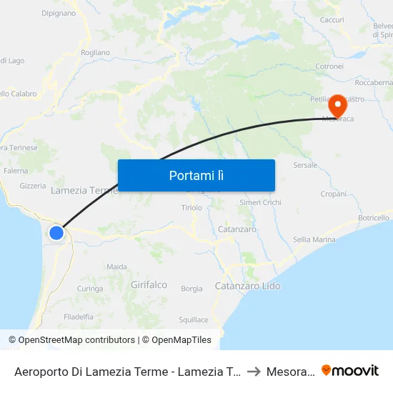 Aeroporto Di Lamezia Terme - Lamezia Terme to Mesoraca map