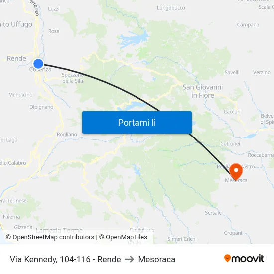 Via Kennedy, 104-116 - Rende to Mesoraca map