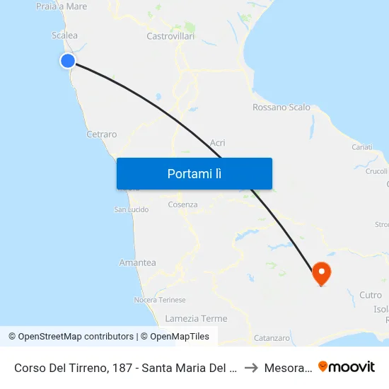 Corso Del Tirreno, 187 - Santa Maria Del Cedro to Mesoraca map