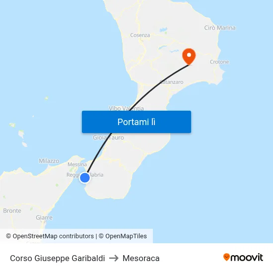Corso Giuseppe Garibaldi to Mesoraca map