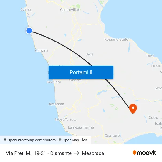 Via Preti M., 19-21 - Diamante to Mesoraca map