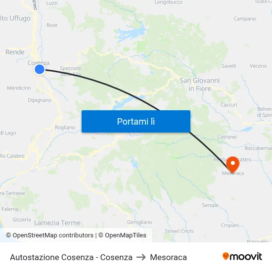 Autostazione Cosenza - Cosenza to Mesoraca map