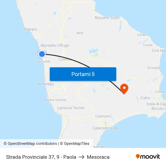 Strada Provinciale 37, 9 - Paola to Mesoraca map