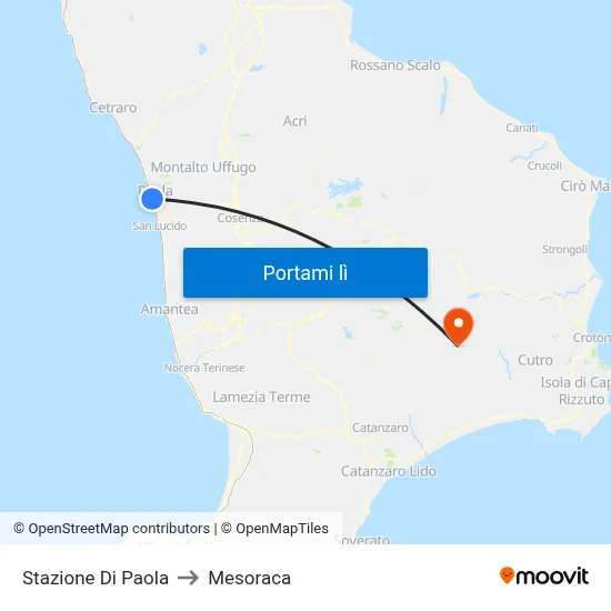Stazione Di Paola to Mesoraca map