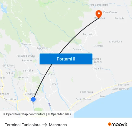 Terminal Funicolare to Mesoraca map