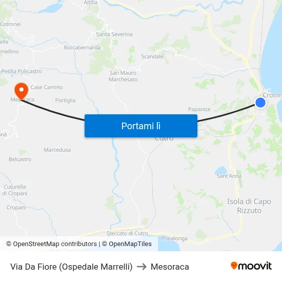 Via Da Fiore (Ospedale Marrelli) to Mesoraca map