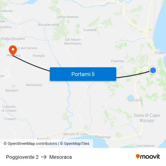 Poggioverde 2 to Mesoraca map