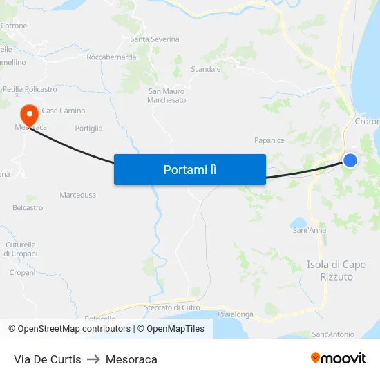 Via De Curtis to Mesoraca map