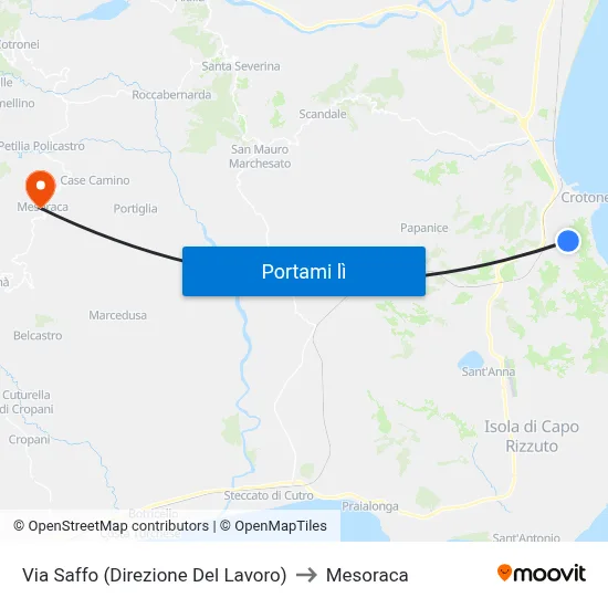 Via Saffo (Direzione Del Lavoro) to Mesoraca map