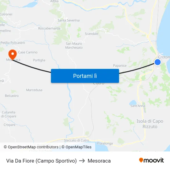 Via Da Fiore (Campo Sportivo) to Mesoraca map