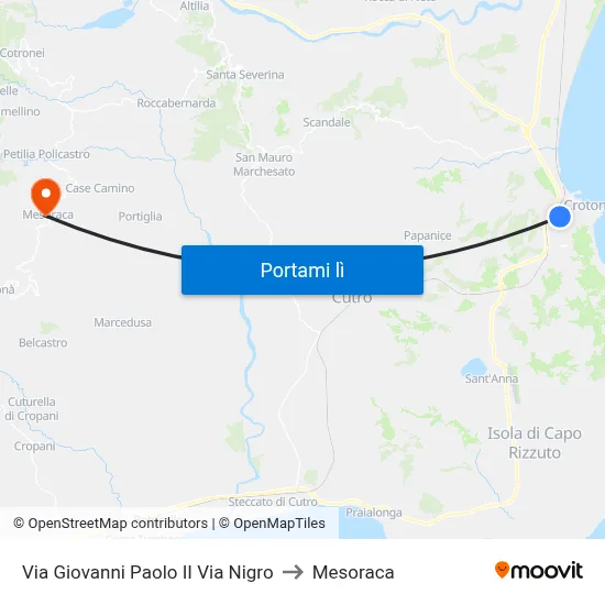 Via Giovanni Paolo II Via Nigro to Mesoraca map