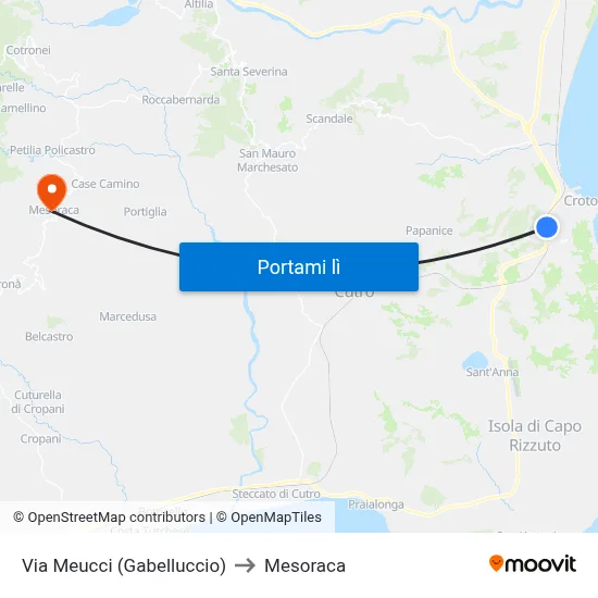 Via Meucci (Gabelluccio) to Mesoraca map